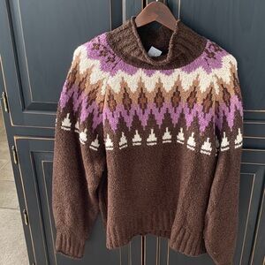 American Eagle Outfitters Brown and Purple Turtleneck Sweater